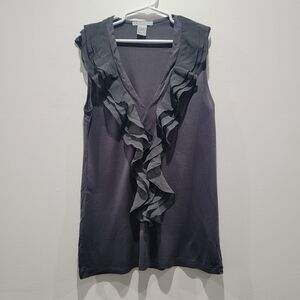 H&M Dark Gray Sleeveless Ruffle Blouse Size XS